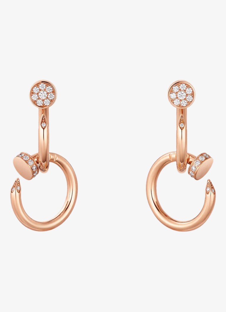 Cartier Dames Juste un Clou oorstekers van 18 karaat roségoud met 27 diamanten CRB8301503 in de kleur Roségoud