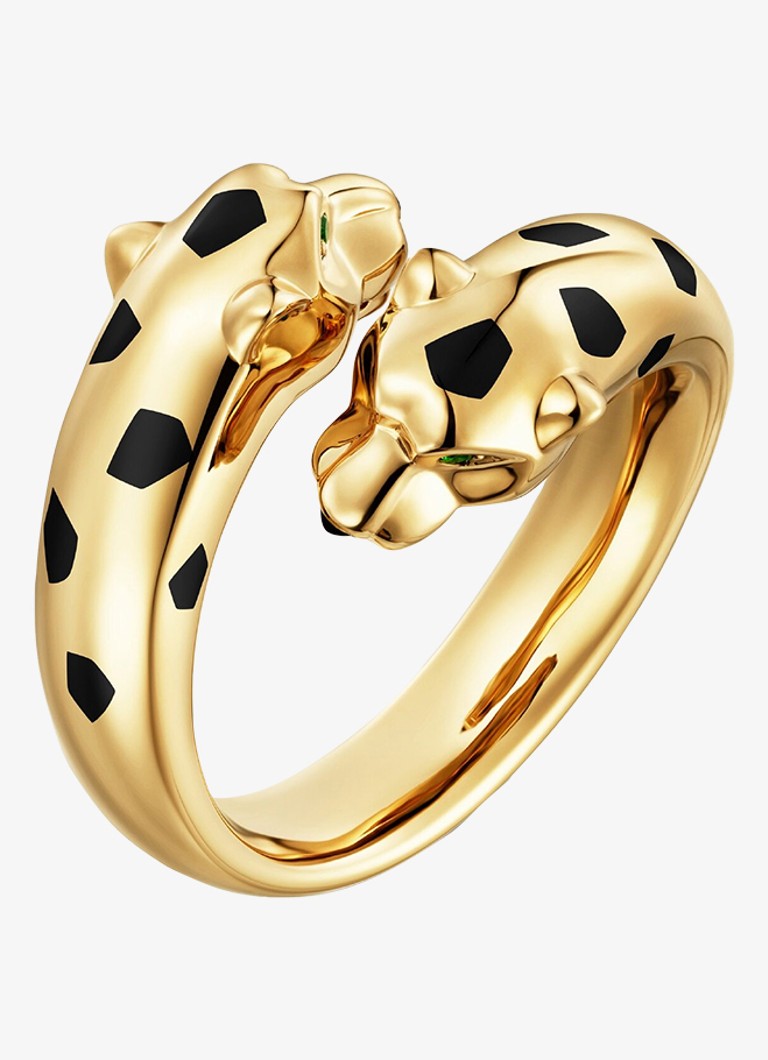 Cartier Dames Panthère de Cartier ring van 18 karaat geelgoud met onyx en tsavoriet granaat CRB42401 in de kleur Geelgoud