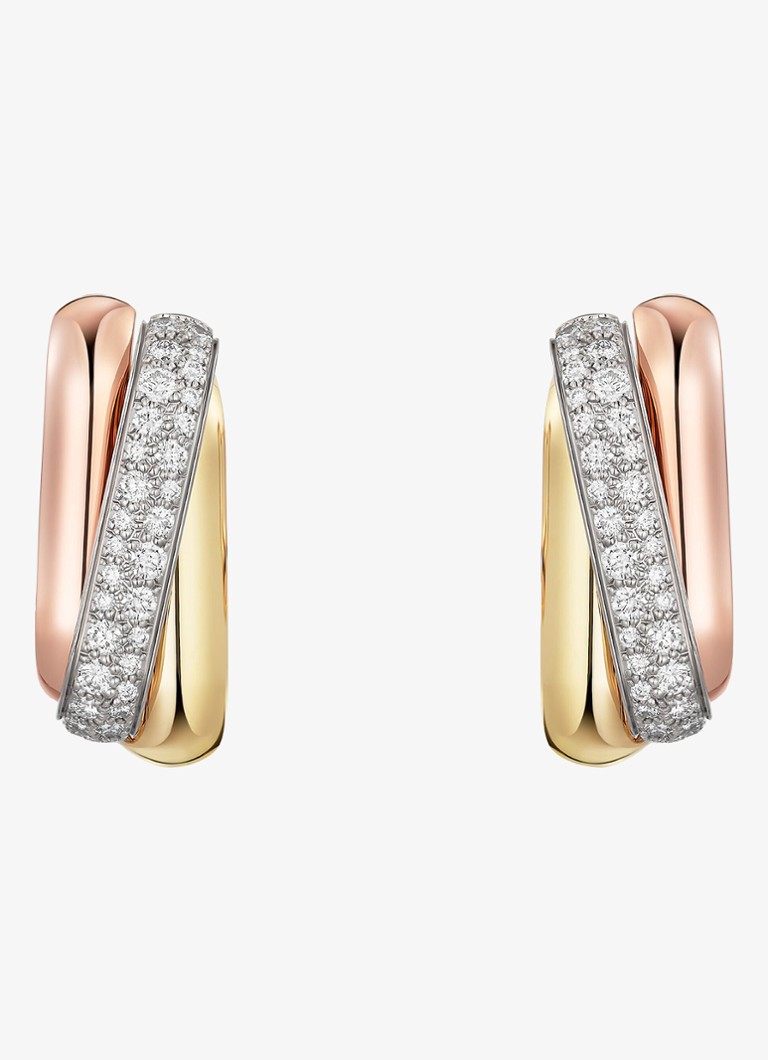 Cartier Dames Trinity oorringen van 18 karaat rosé-, wit-, en geelgoud met 0.49 ct diamant CRB8301535 in de kleur Goud