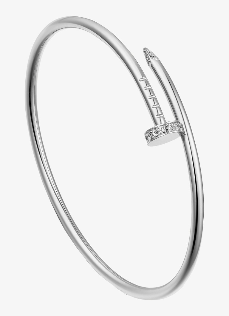 Cartier Dames Juste un Clou armband, klein model van 18 karaat witgoud met 0.18 ct diamant CRB6084017 in de kleur Witgoud