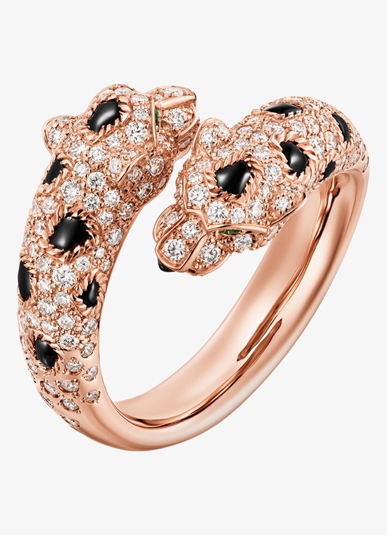 Cartier Dames Panthère de Cartier ring van 18 karaat roségoud met onyx, smaragd en 0.92 ct diamant CRN4802600 in de kleur Roségoud