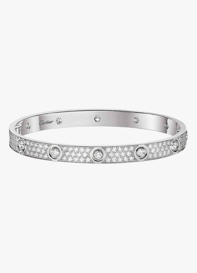 Cartier Dames LOVE armband, klassiek model van 18 karaat witgoud met 4.04 ct diamant CRN6727417 in de kleur Witgoud