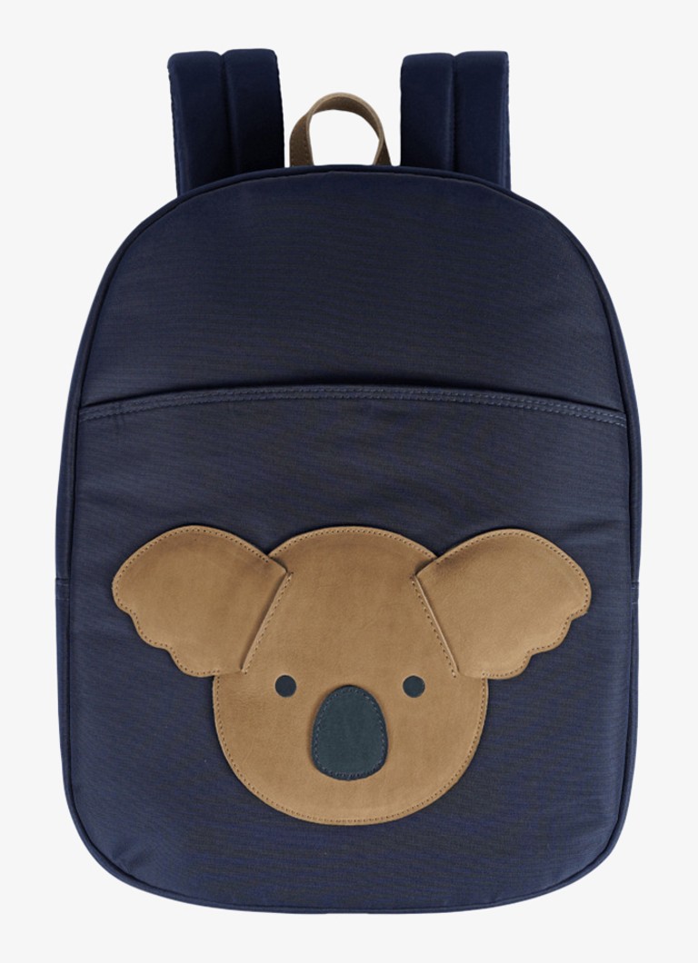 Donsje Amsterdam Jongens Pibbe Koala rugzak met leren details in de kleur Donkerblauw, maat: ONE SIZE