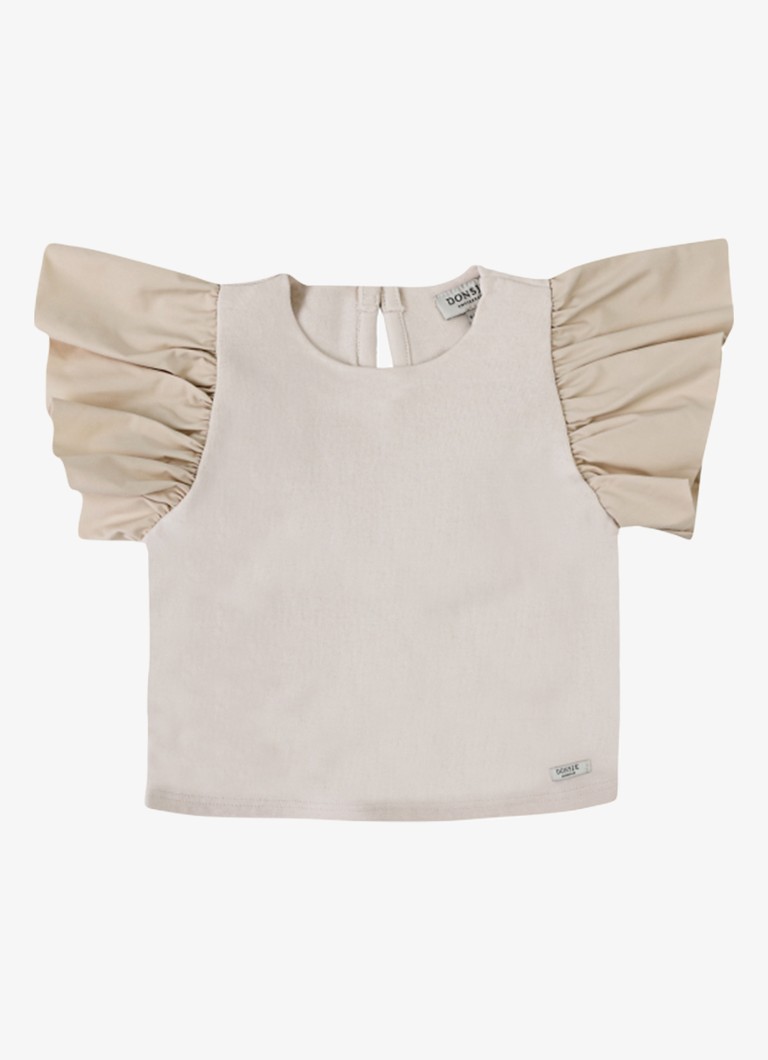 Donsje Amsterdam Meisjes Ubah top met ronde hals in de kleur Zand, maat: 4Y-5Y=110