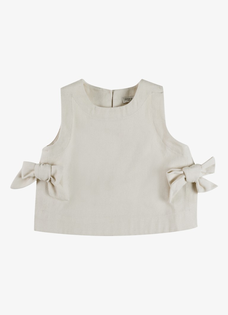 Donsje Amsterdam Meisjes Veeri top met strikdetail in de kleur Ivoor, maat: 7Y-8Y=128