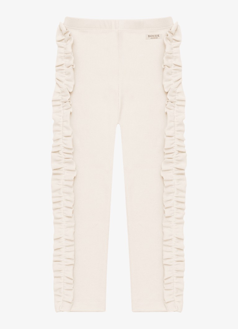 Donsje Amsterdam Meisjes Audun ribgebreide leggings met applicatie in de kleur Beige, maat: 6-7Y=122