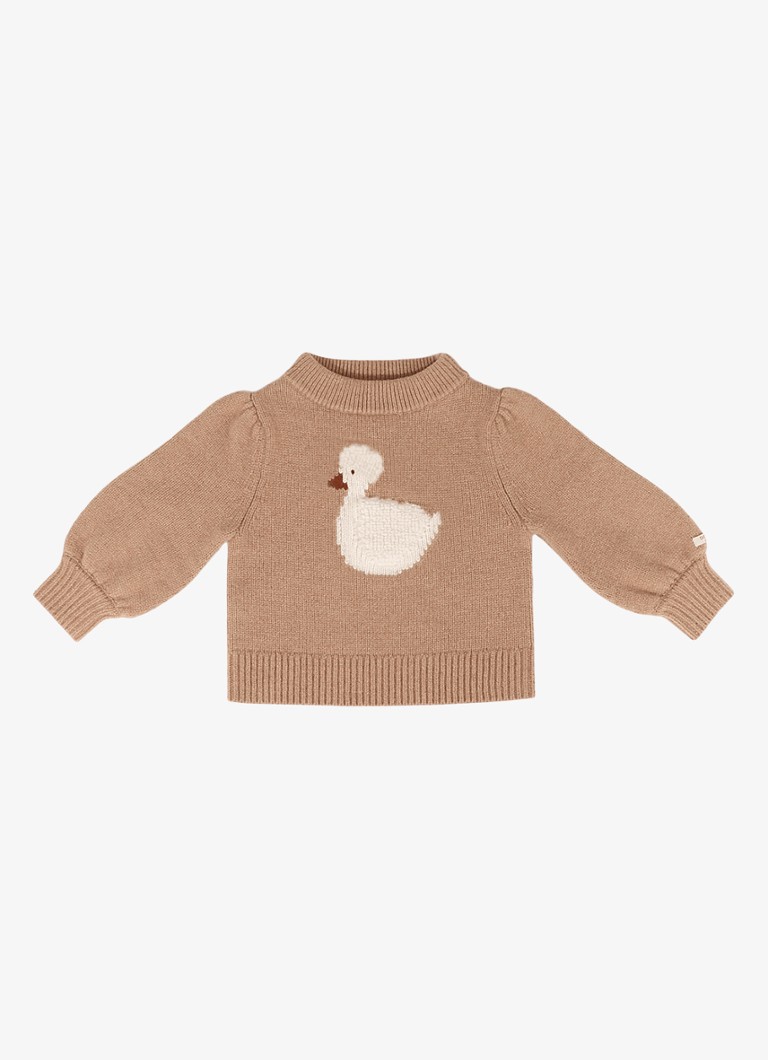 Donsje Amsterdam Meisjes Denna fijngebreide trui van merino wol in de kleur Hazelnootbruin, maat: 4-5Y=110