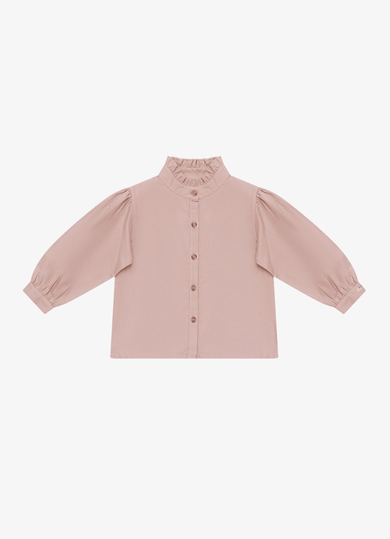 Donsje Amsterdam Meisjes Fini blouse met opstaande kraag in de kleur Roze, maat: 4-5Y=110