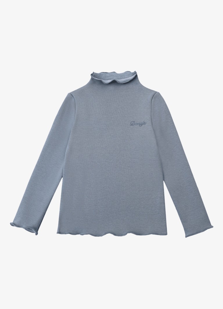 Donsje Amsterdam Meisjes Jotte longsleeve met logoborduring in de kleur Blauw, maat: 3-4Y=104
