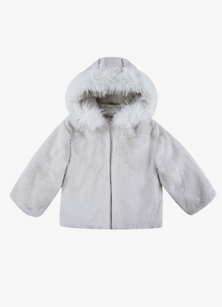 Donsje Amsterdam Meisjes Marigolde jack met capuchon in de kleur Gebroken wit, maat: 6-7Y=122