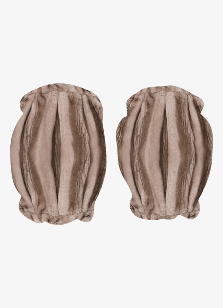 Donsje Amsterdam Meisjes Widya beenwarmers van imitatiebont in de kleur Taupe, maat: 4-5Y=110
