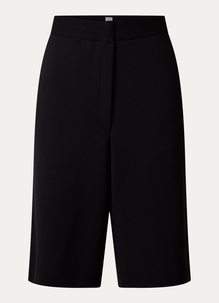 TOTEME Dames Fijngebreide high waist regular fit korte broek met elastische band in de kleur Zwart, maat: S