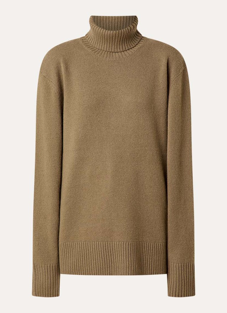 TOTEME Dames Grogebreide trui van kasjmier met col in de kleur Lichtbruin, maat: XS