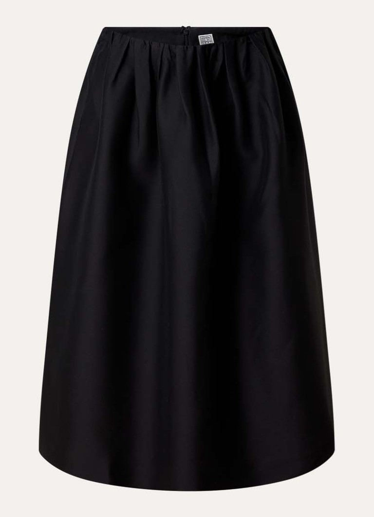 TOTEME Dames Midi rok in zijdeblend met steekzakken in de kleur Zwart, maat: 38