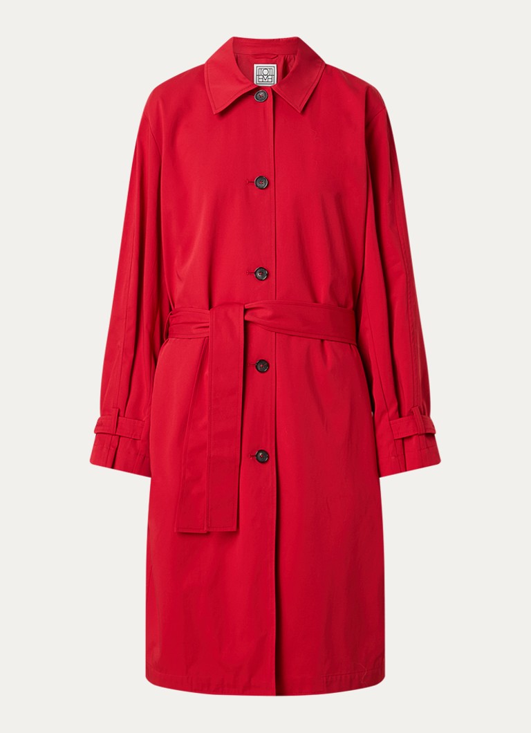 TOTEME Dames Trenchcoat met steekzakken en strikceintuur in de kleur Rood, maat: 38