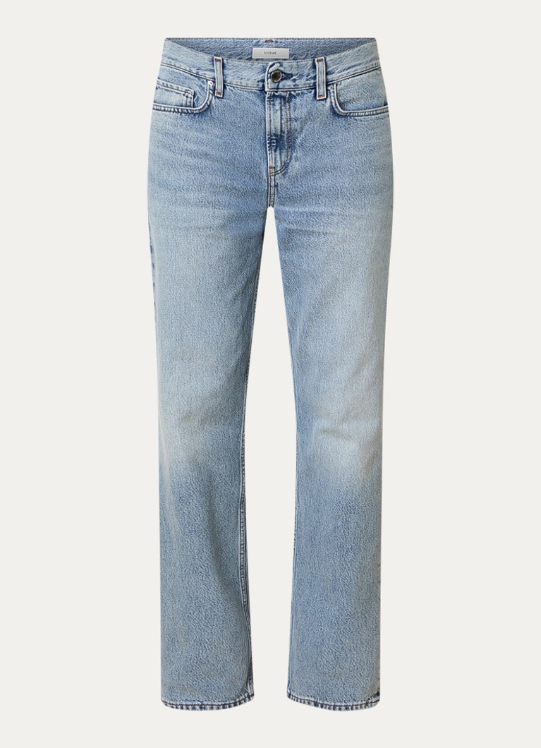 TOTEME Dames Low waist straight leg jeans met lichte wassing in de kleur Indigo, maat: W27/L32