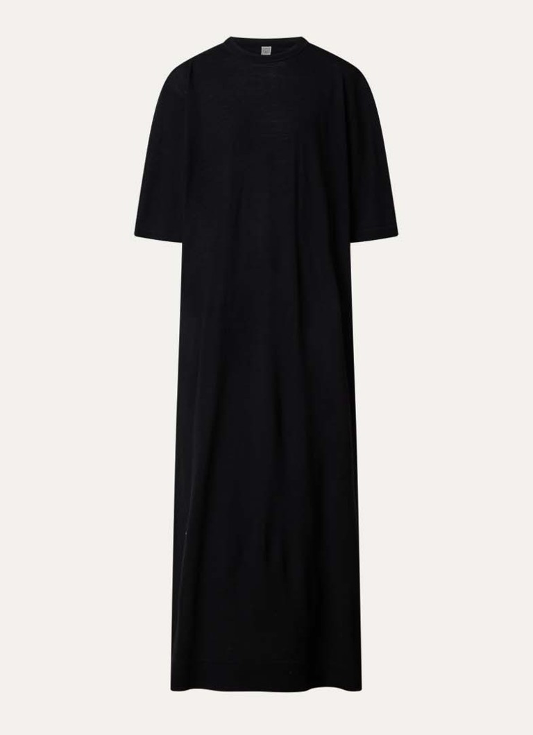 TOTEME Dames Maxi jurk van wol met ribstructuur in de kleur Zwart, maat: XS