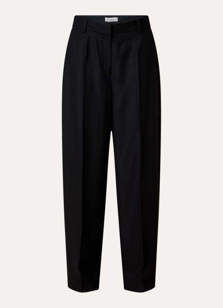 TOTEME Dames High waist wide fit pantalon van wol met steekzakken in de kleur Zwart, maat: 34