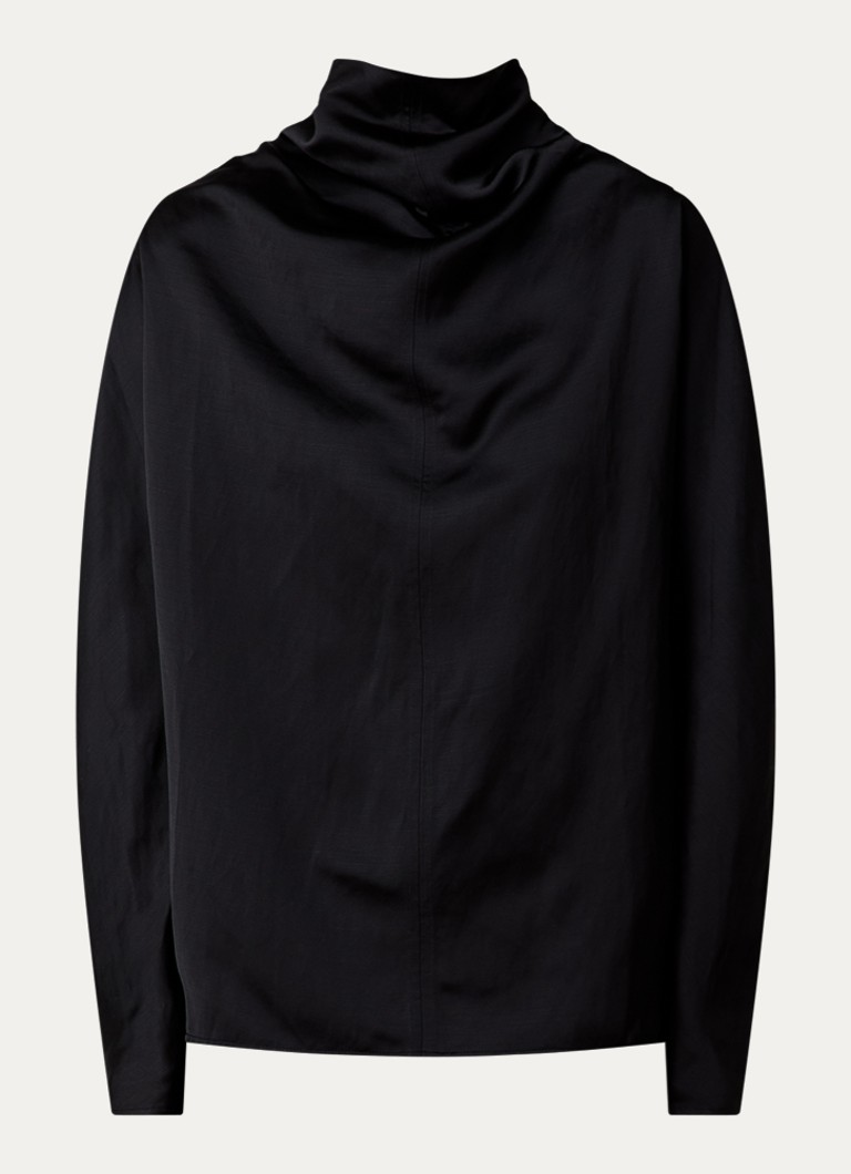 TOTEME Dames Tuniek in linnenblend met sjaalkraag in de kleur Zwart, maat: 40