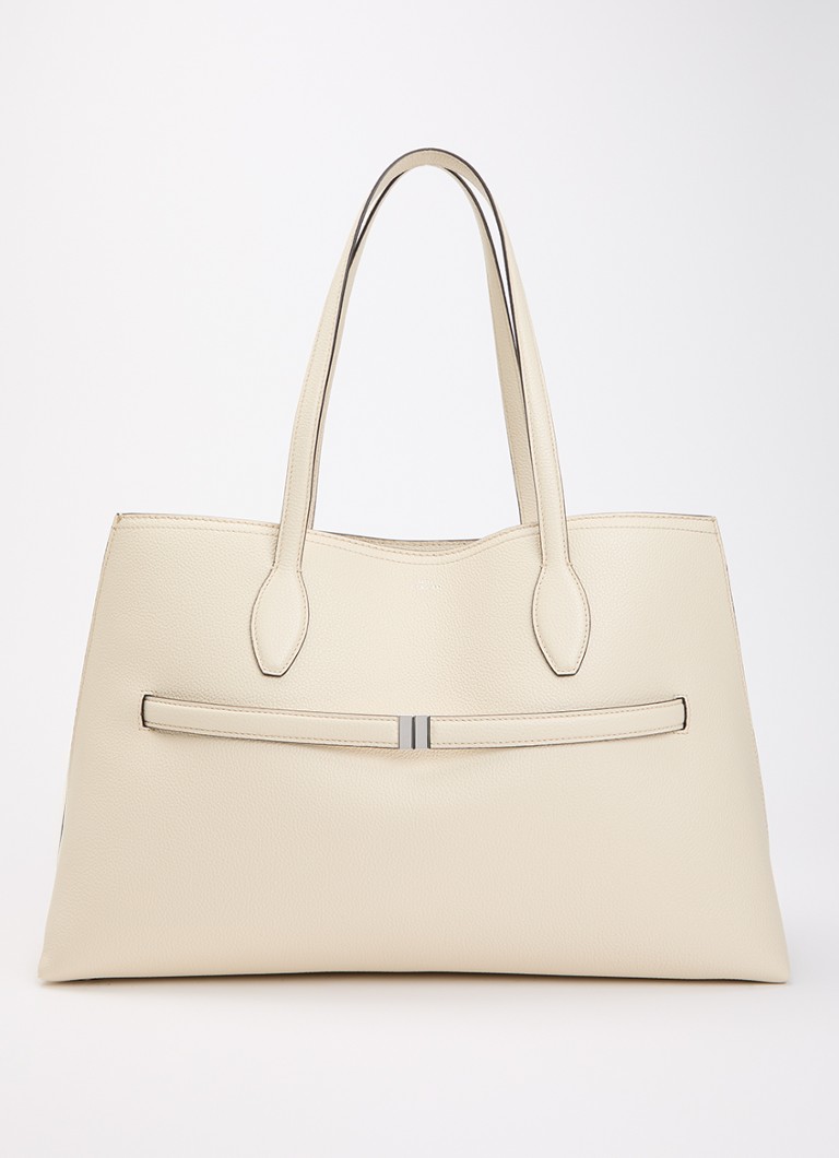 TOTEME Dames Lounge schoudertas van leer in de kleur Creme, maat: One Size