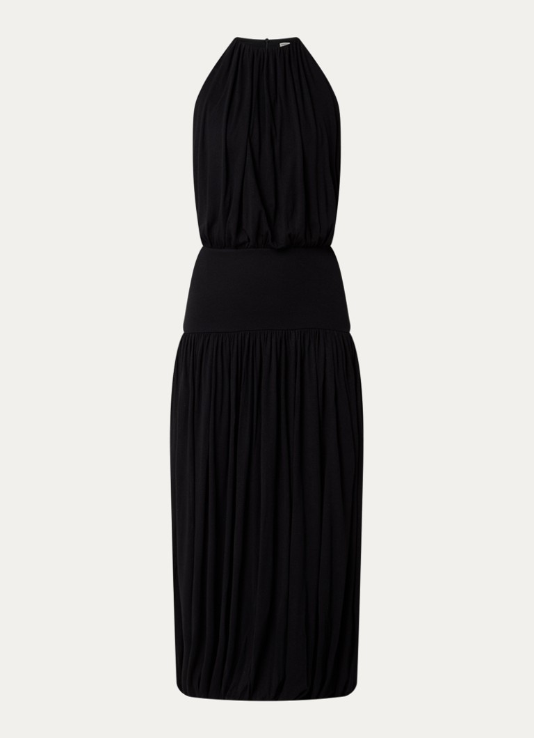 TOTEME Dames Midi jurk met plooien en steekzakken in de kleur Zwart, maat: M