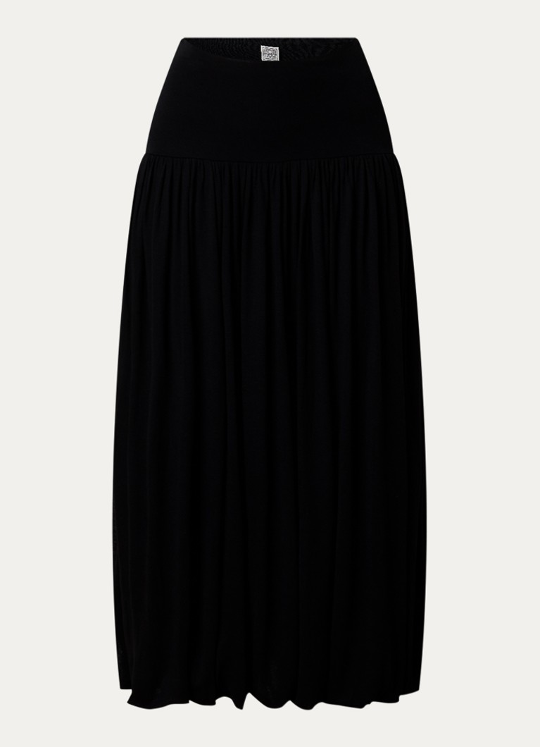 TOTEME Dames High waist midi rok met plooien in de kleur Zwart, maat: XS