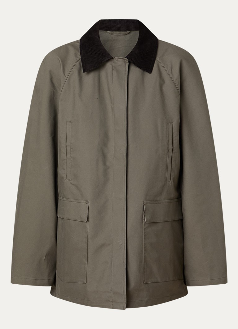 TOTEME Dames Barn jack met details van corduroy en paspelzakken in de kleur Bronsgroen, maat: 40