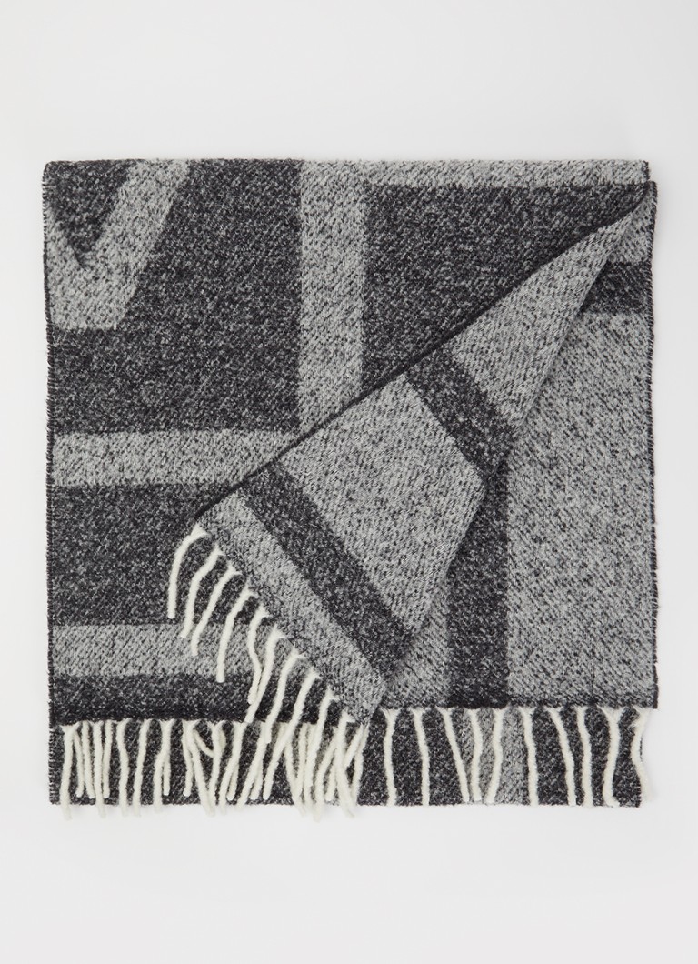 TOTEME Dames Sjaal van zijde met streepprint 55 x 55 cm in de kleur Donkergrijs, maat: One Size