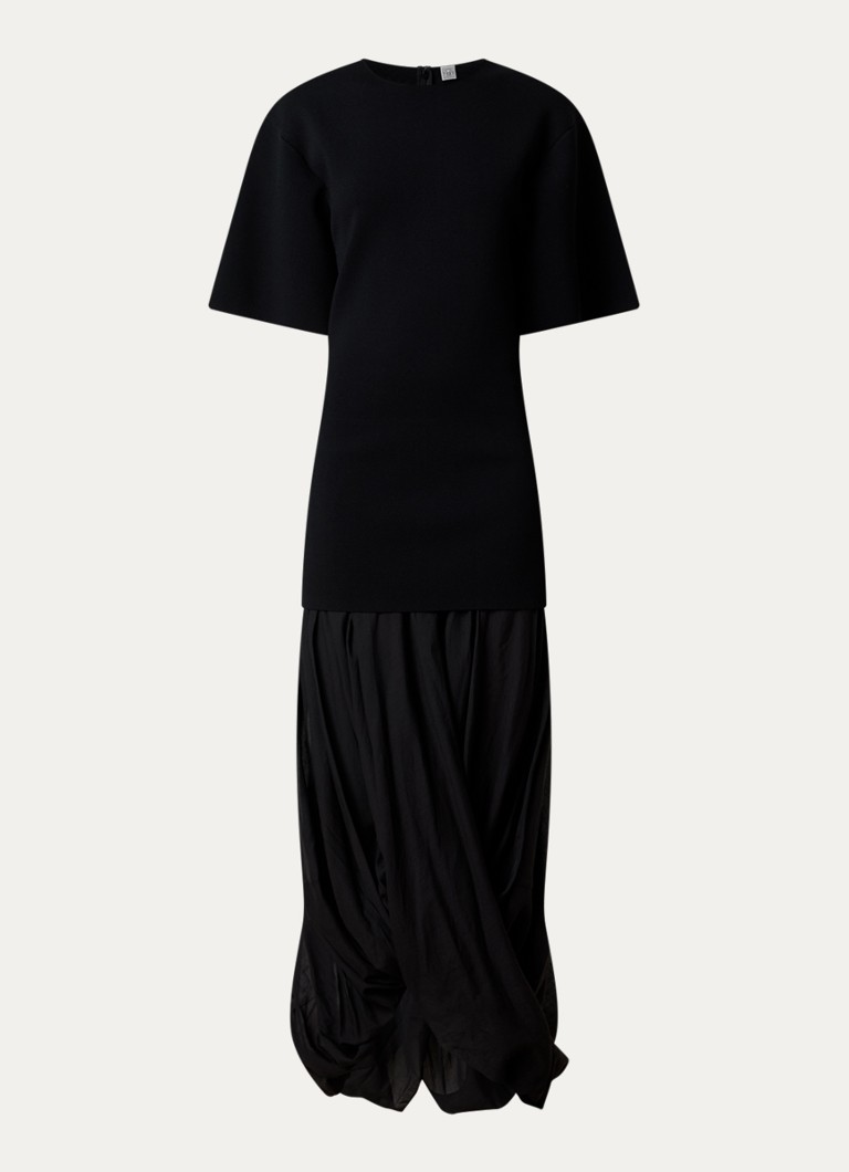TOTEME Dames Maxi jurk met plooidetail in de kleur Zwart, maat: L