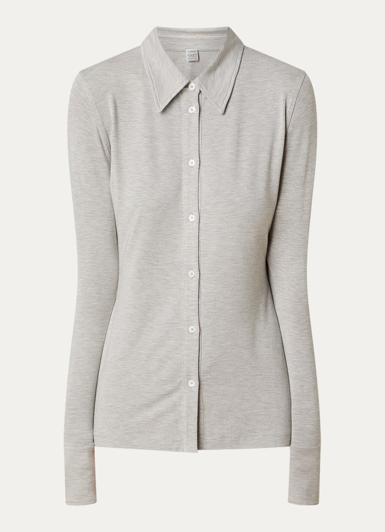 TOTEME Dames Blouse van jersey met trompetmouw in de kleur Grijsmele, maat: L