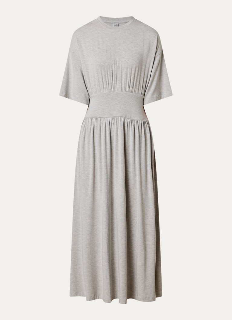 TOTEME Dames Midi jurk met gemêleerd dessin in de kleur Grijsmele, maat: M