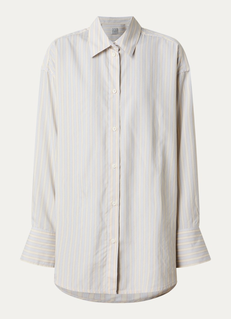 TOTEME Dames Oversized blouse in zijdeblend met streepprint in de kleur Lichtgeel, maat: 38