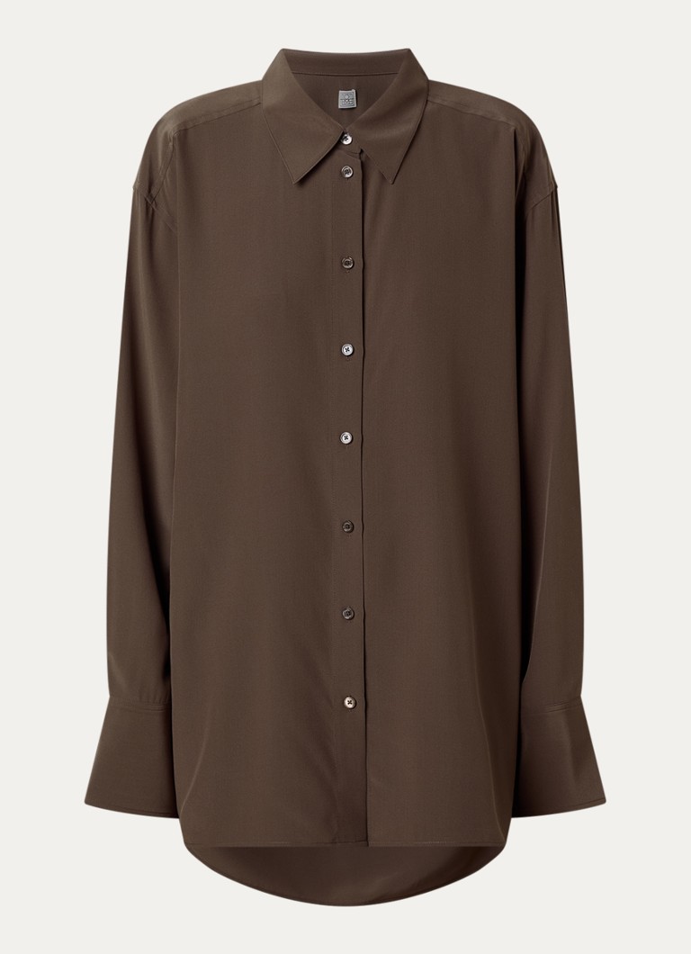 TOTEME Dames Oversized blouse van zijde in de kleur Bruin, maat: 36