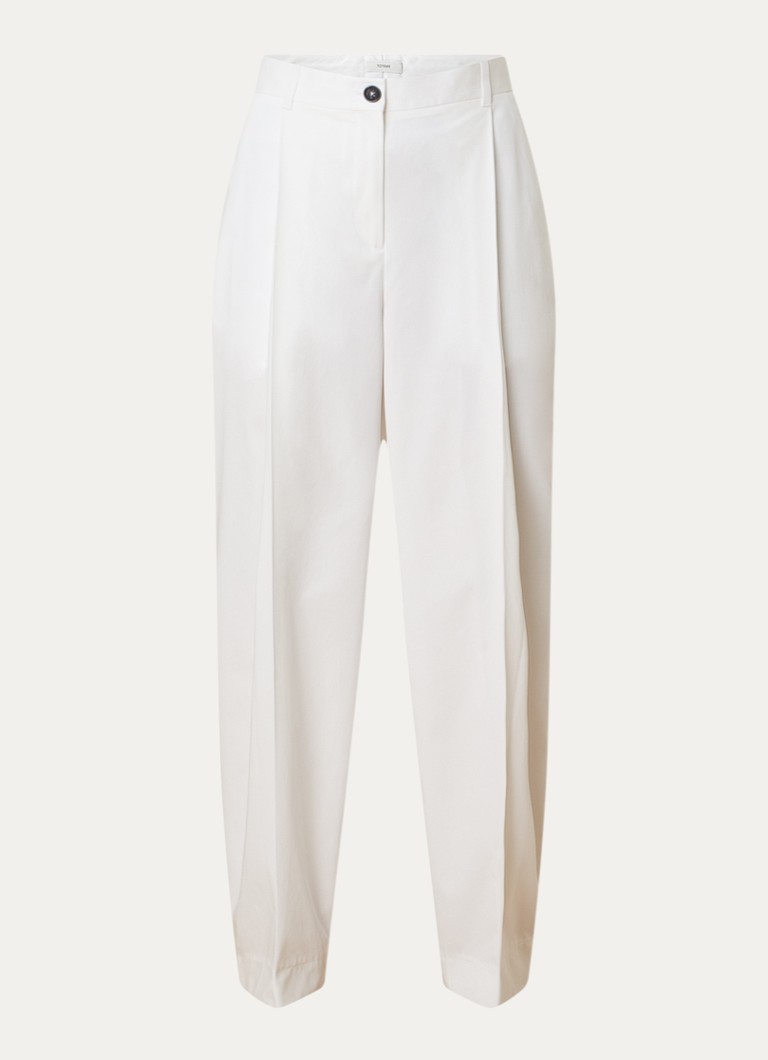 TOTEME Dames Mid waist loose fit pantalon met plooi en steekzakken in de kleur Wit, maat: 38