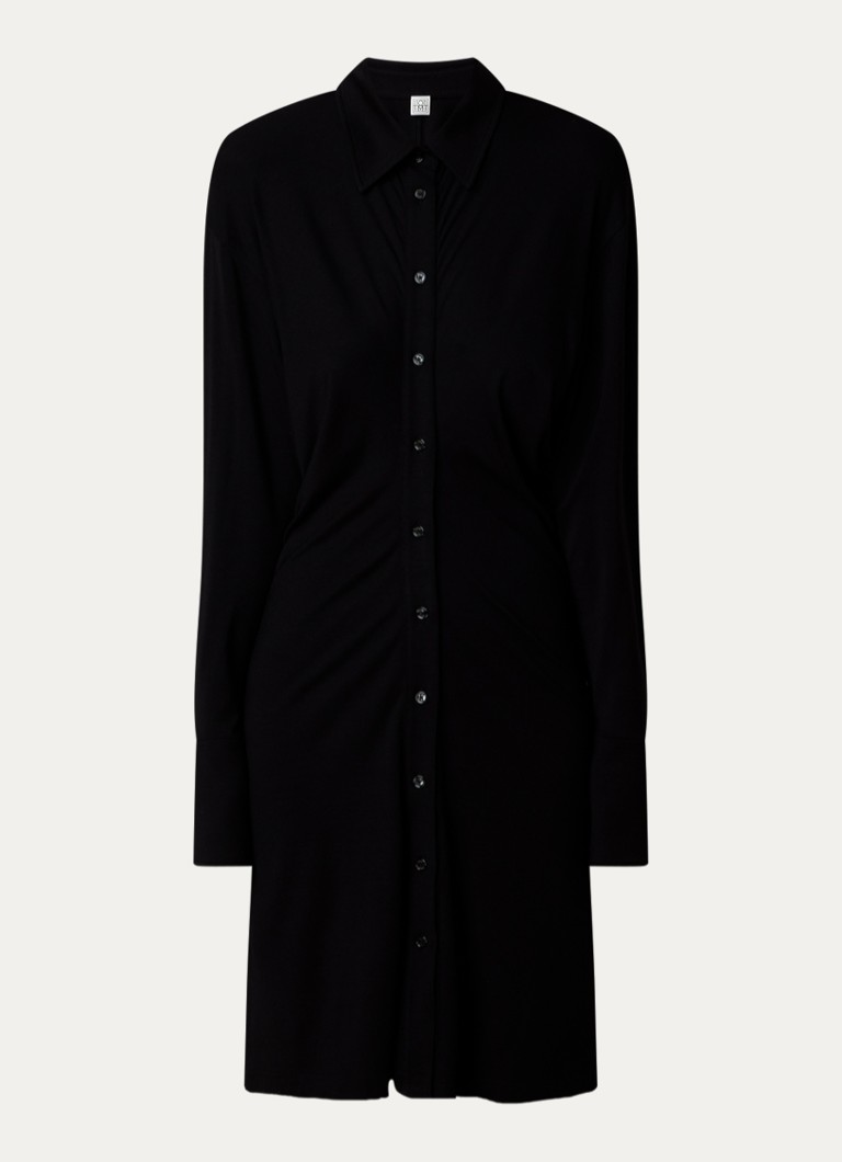 TOTEME Dames Midi blousejurk van jersey in de kleur Zwart, maat: L