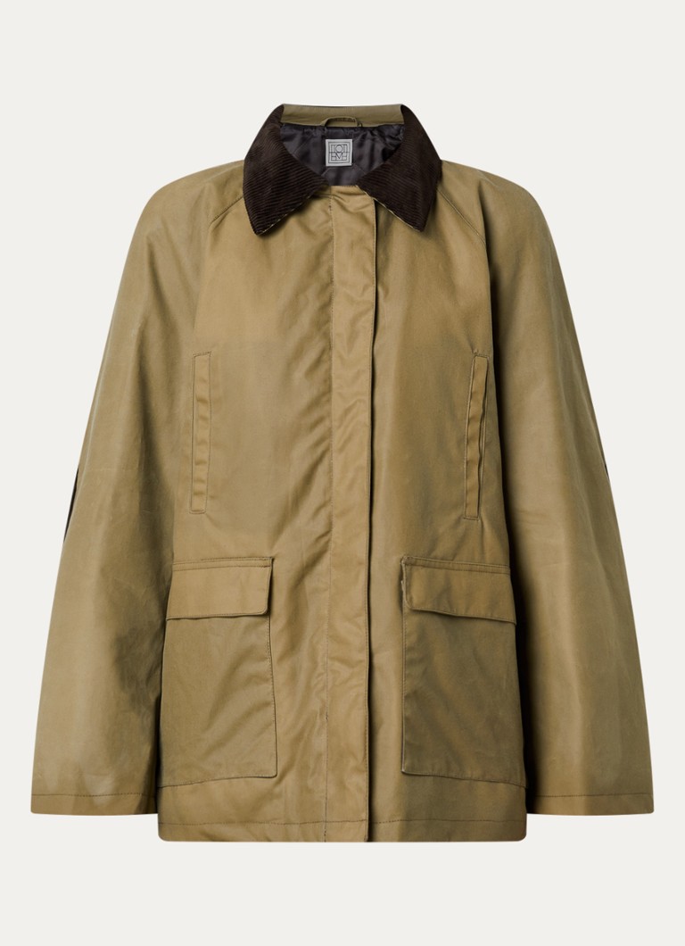 TOTEME Dames Oversized barn jack met details van corduroy en klepzakken in de kleur Donkerbeige, maat: 36