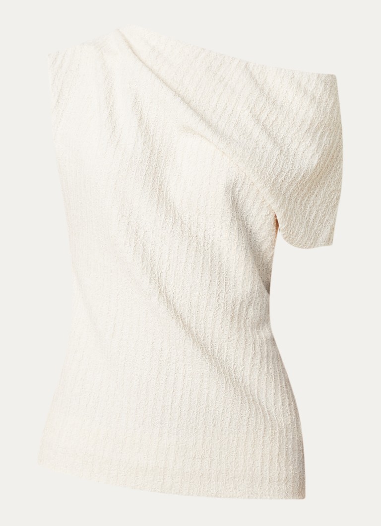 TOTEME Dames One shoulder top met structuur in de kleur Gebroken wit, maat: 36