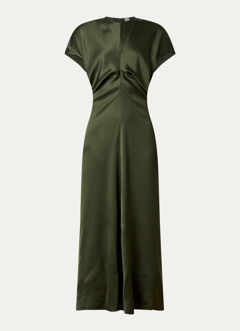 TOTEME Dames Maxi avondjurk met plooien in de kleur Donkergroen, maat: 40
