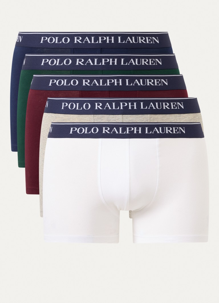 Ralph Lauren Heren Boxershorts met logoband in 5-pack in de kleur Donkerblauw, maat: L