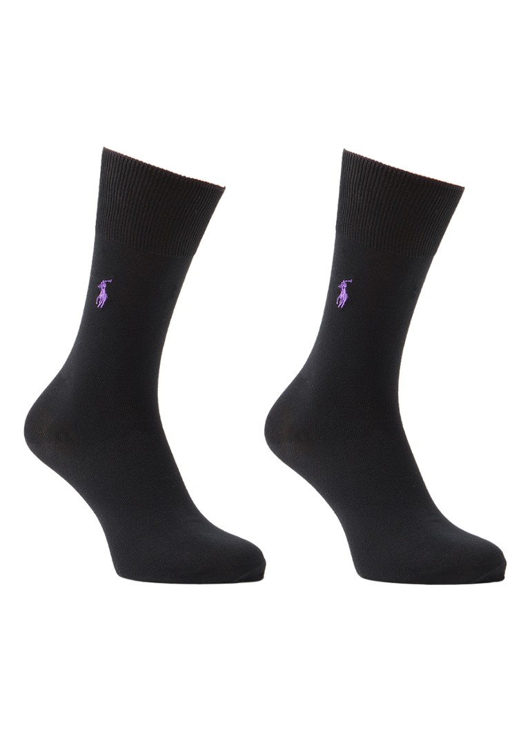 Ralph Lauren Heren Sokken met logoborduring in 3-pack in de kleur Zwart, maat: 43/46