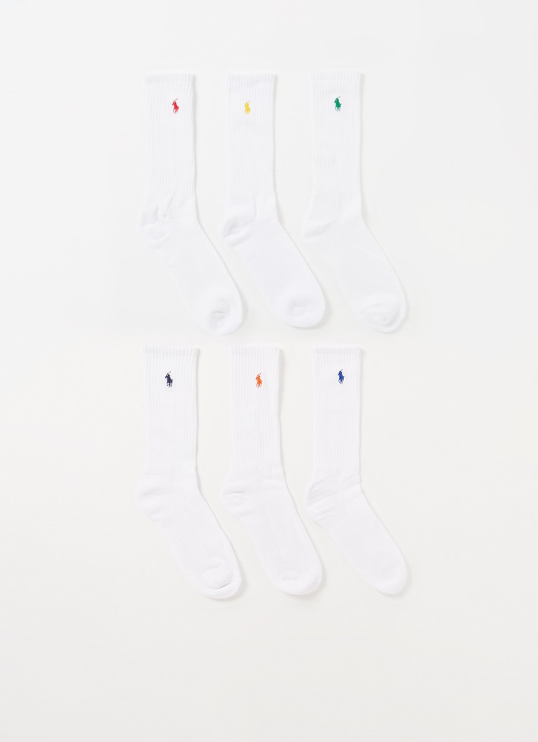 Ralph Lauren Heren Sokken met logo in 6-pack in de kleur Gebroken wit, maat: OS