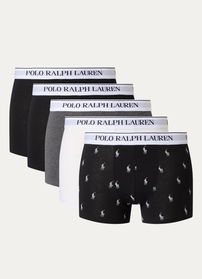 Ralph Lauren Heren Boxershorts met logoband in 5-pack in de kleur Donkergrijs, maat: XL