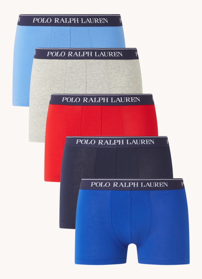 Ralph Lauren Heren Boxershorts met logoband in 5-pack in de kleur Rood, maat: XL