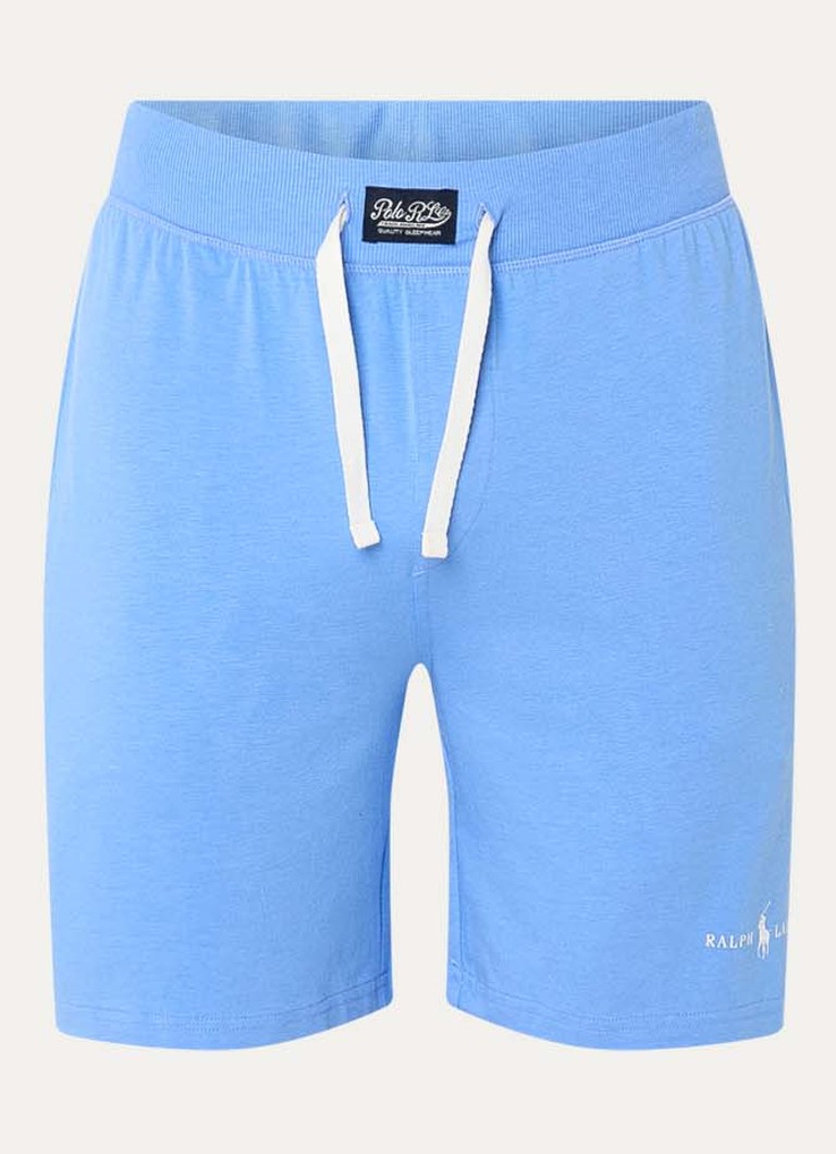Ralph Lauren Heren Pyjamashort met logo in de kleur Lichtblauw, maat: S