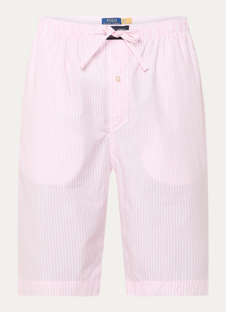 Ralph Lauren Heren Pyjamashorts met streepprint en logo in de kleur Roze, maat: L