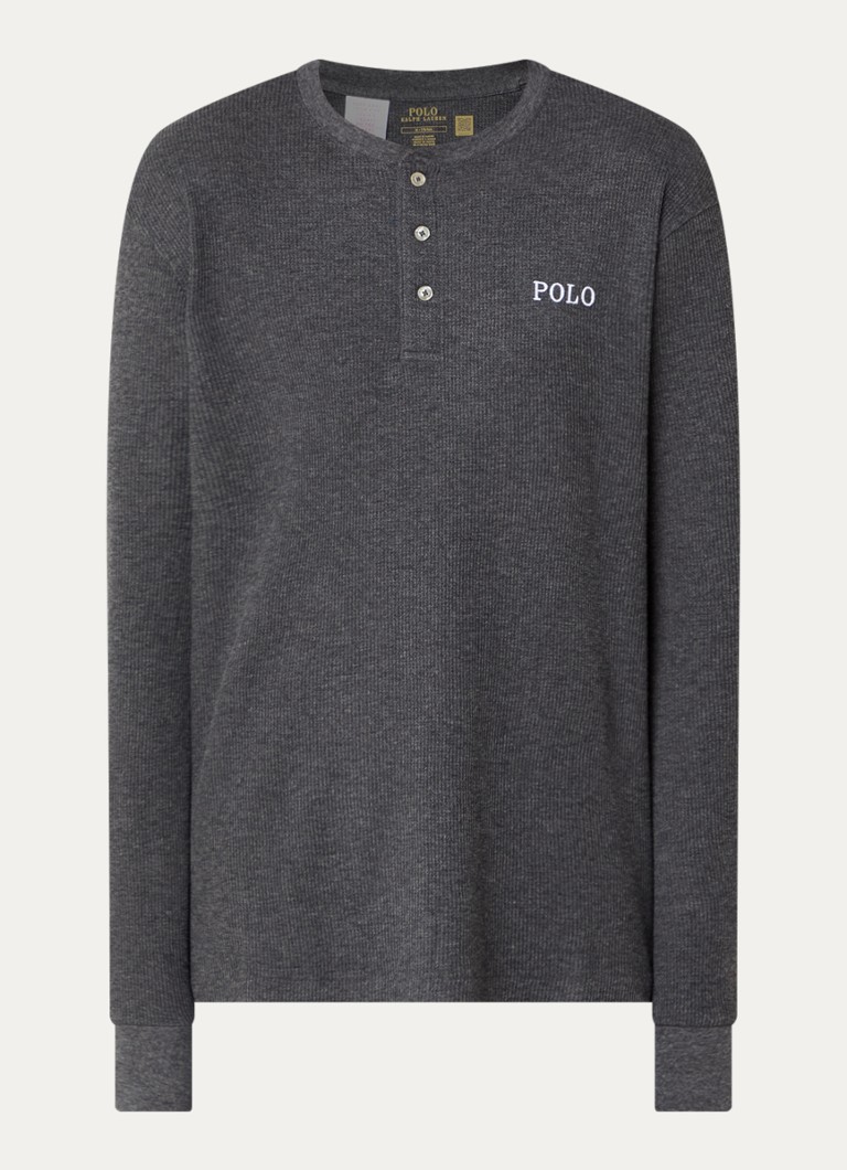 Ralph Lauren Heren Pyjama top met logoborduring in de kleur Donkergrijs, maat: S