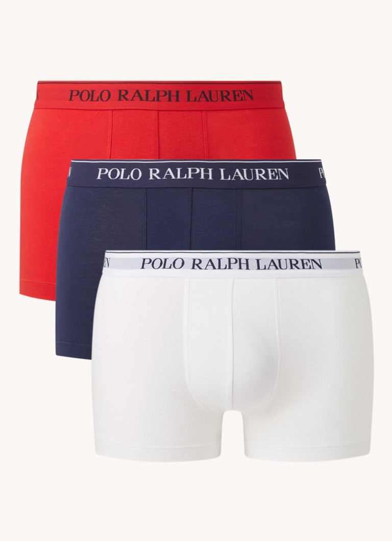 Ralph Lauren Heren Boxershorts met logoband in 3-pack in de kleur Steenrood, maat: L