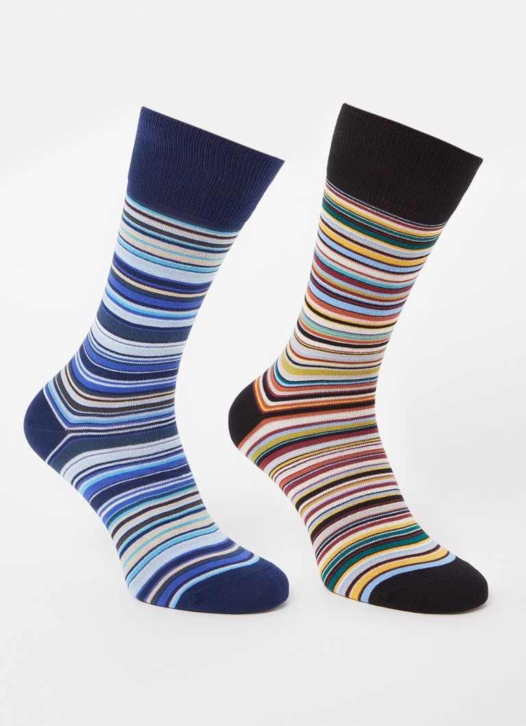 Paul Smith Heren Signature sokken met streepprint in 2-pack in de kleur Zwart, maat: 0