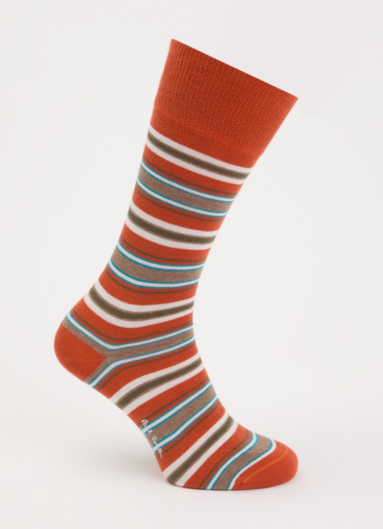 Paul Smith Heren Margate sokken in katoenblend met streepprint in de kleur Oranje, maat: OS
