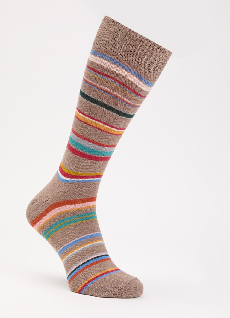 Paul Smith Heren Sokken in katoenblend met streepprint in de kleur Lichtbruin, maat: OS
